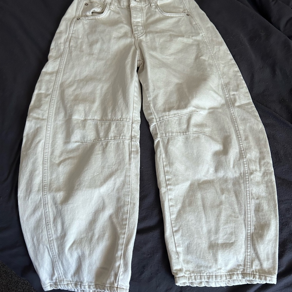 White free people barrel jeans